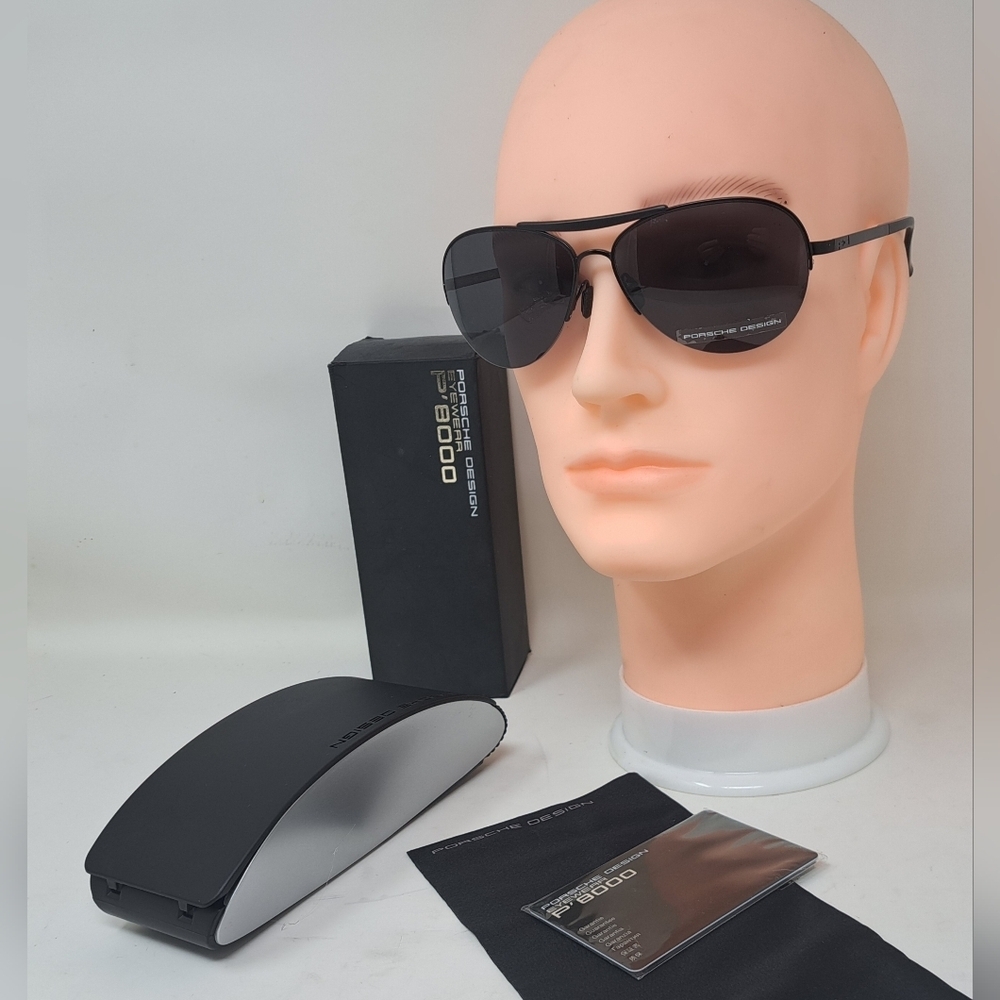 Porsche Design Men's  P8540 A Aviator Sunglasses Black Grey 60mm 60-14-130